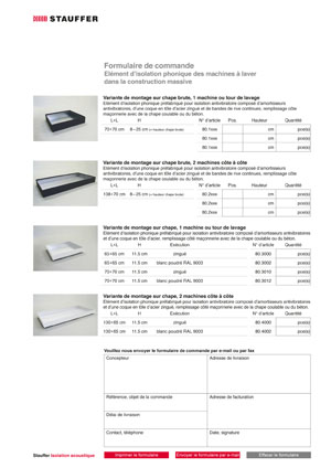 Stauffer Schallschutz Waschmaschinen Bestellformular