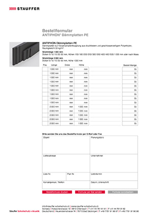 Stauffer Schallschutz Antiphon Daemmplatten Bestellformular