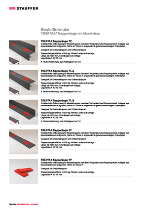 Stauffer Schallschutz Treppax Treppenlager Bestellformular