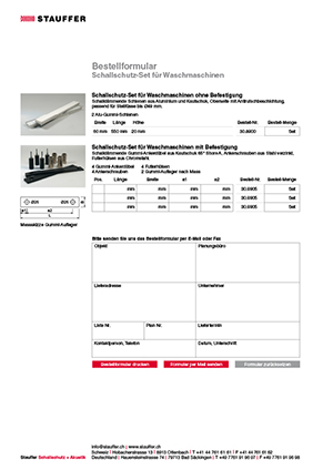 Stauffer Schallschutz Waschmaschinen Set Bestellformular