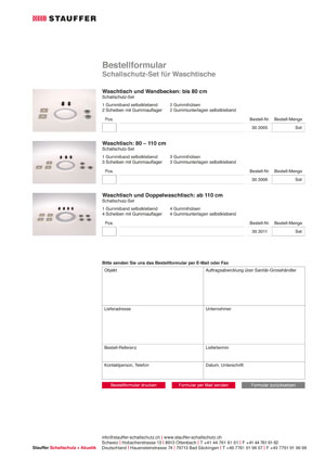 Stauffer Schallschutz Waschtische Bestellformular