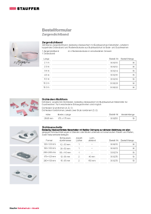 Stauffer Zargendichtband Bestellformular