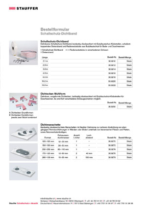Stauffer Schallschutz Zargenband Bestellformular